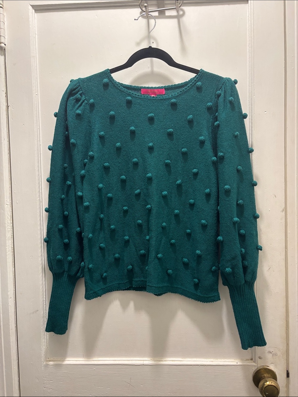 Lilly Pulitzer Teal Pom-Pom Crewneck Sweater